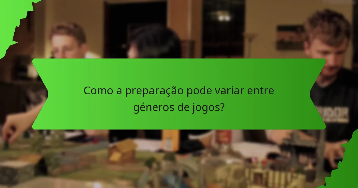 Como a preparação pode variar entre géneros de jogos?