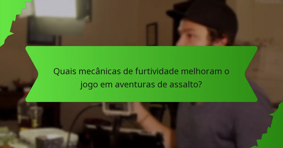 Quais mecânicas de furtividade melhoram o jogo em aventuras de assalto?