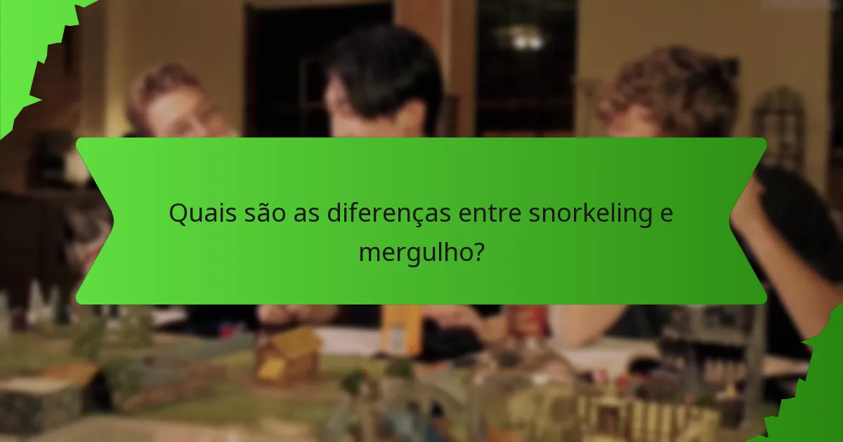 Quais são as diferenças entre snorkeling e mergulho?